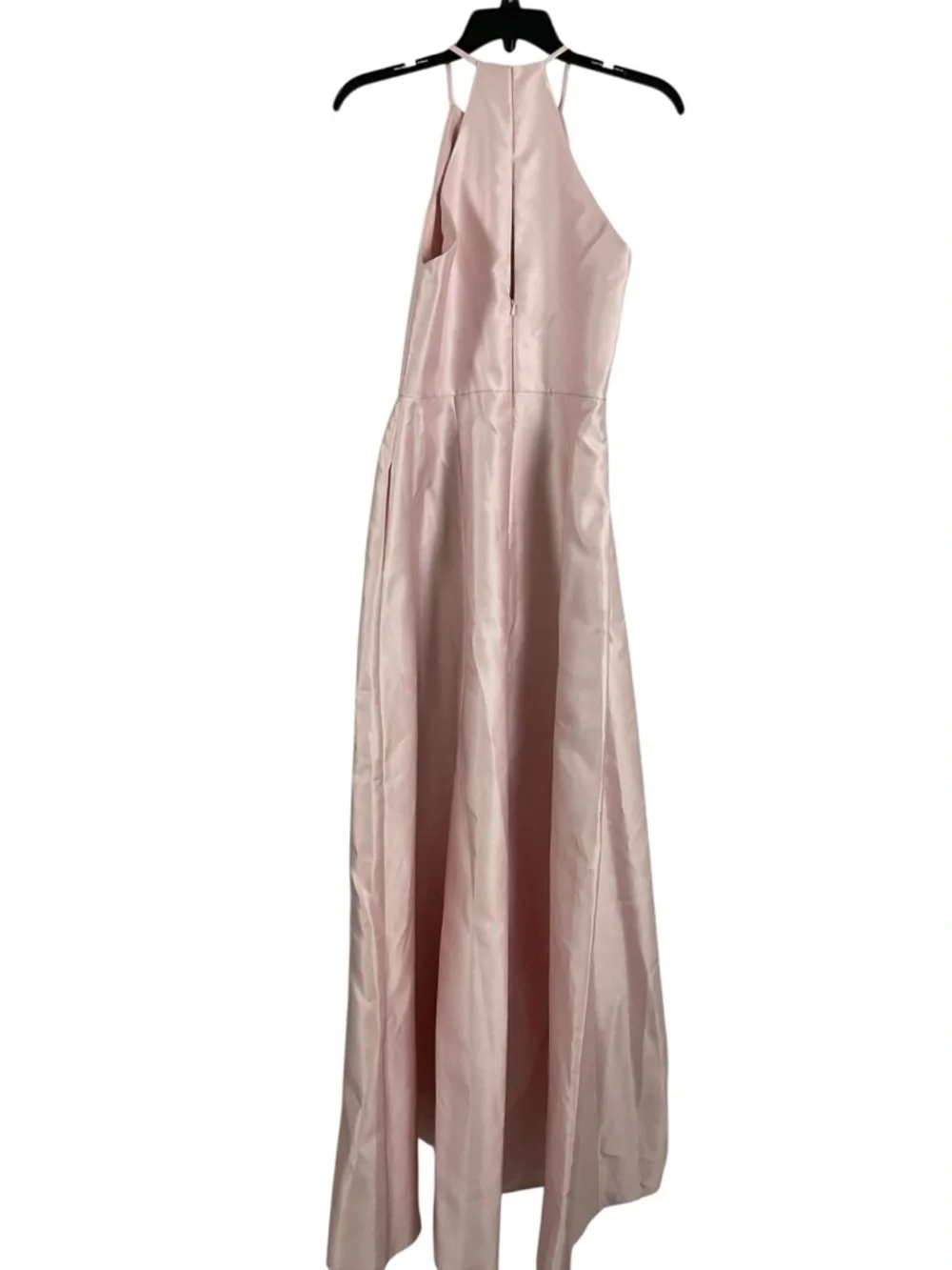 ALFRED SUNG Ballet Pink Satin Jewel-Neck Halter A-Line Maxi Dress - Picture 3 of 7